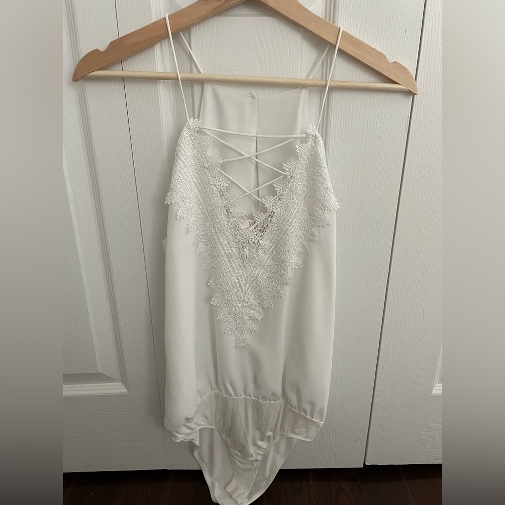 Wayf white lace bodysuit